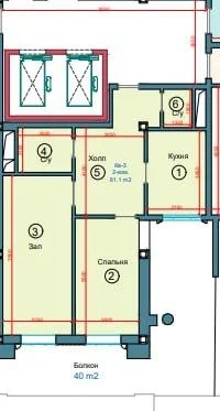 Фото 3 3-комн. квартира в Метропол