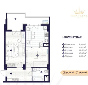 Фото 3 2-комн. квартира в ЖК Империал Клаб Сити