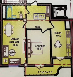 Фото 3 2-комн. квартира в ЖК Malika