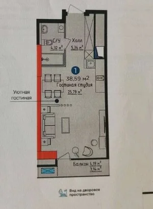 Фото 1 1-комн. квартира в Druzba Narodov