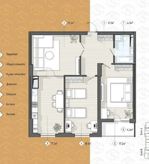 Фото 1 3-комн. квартира в Шота Руставелли