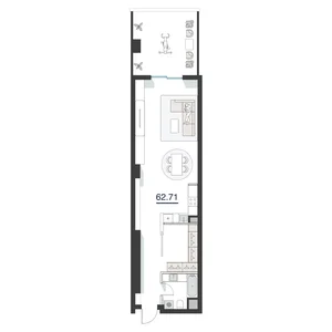 Фото 3 2-комн. квартира в ЖК Nest one