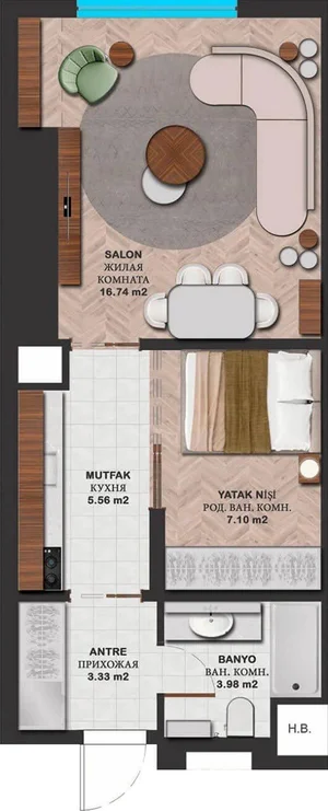 Фото 3 1-комн. квартира в ЖК Nest one