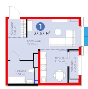 Фото 1 1-комн. квартира в Мирзо-Улугбекском районе